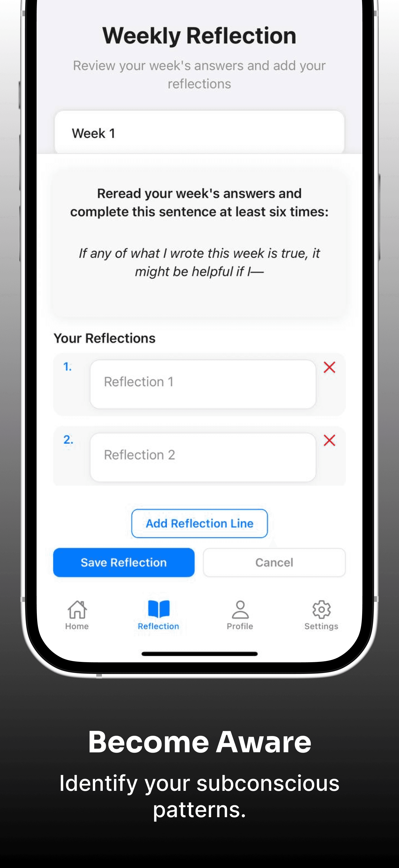 Daily exercise and sentence completion interface