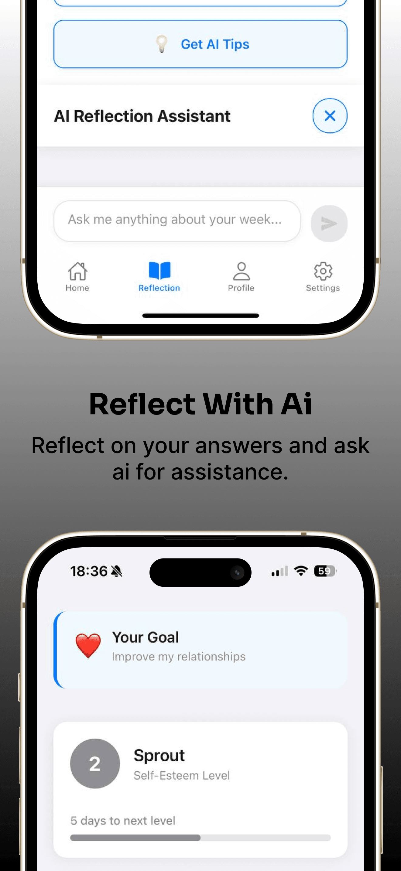 Reflection screen with AI chat functionality